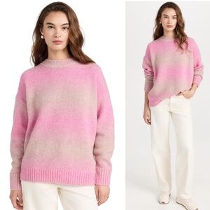 Rag & Bone Holly Ombre Stripe Alpaca Crew Sweater Pink Multi Small NEW